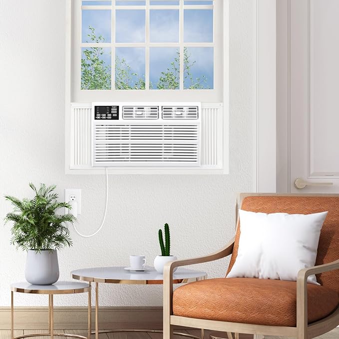 Whirlpool 18,000 BTU Window Air Conditioner with Dehumidifier, 230V, Window AC for Large Rooms up to 1000 Sq. Ft., Bedroom, Living Room, Apartment, with Remote, 3 Speeds, and 24H Timer, White