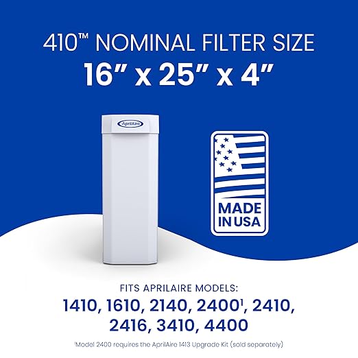 AprilAire 410 Replacement Filter for AprilAire Whole House Air Purifiers - MERV 11, Clean Air & Dust, 16x25x4 Air Filter (Pack of 4)