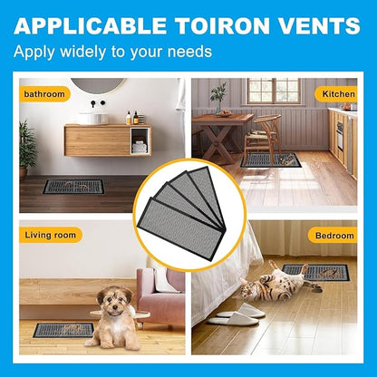 4 PCS Magnetic Vent Covers - 5.5"x12" Magnetic Air Vent Screen - for Floor/Wall/Ceiling Registers - Easy Install, Secure Fit - Durable(Fits Registers 5.5" to 6.5" Wx 12" to13" L)