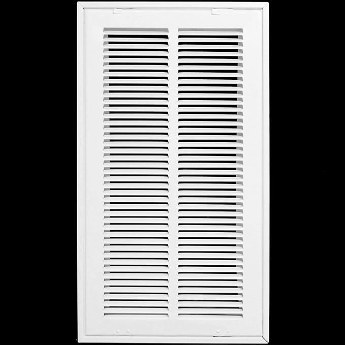 HVAC Premium 10 x 24 Duct Opening Steel Return Air Filter Grille, for 1-inch Filter, Removable Door, Flat Stamped HVAC Vent Cover Grille, Outer Dimensions 12.5 x 26.5