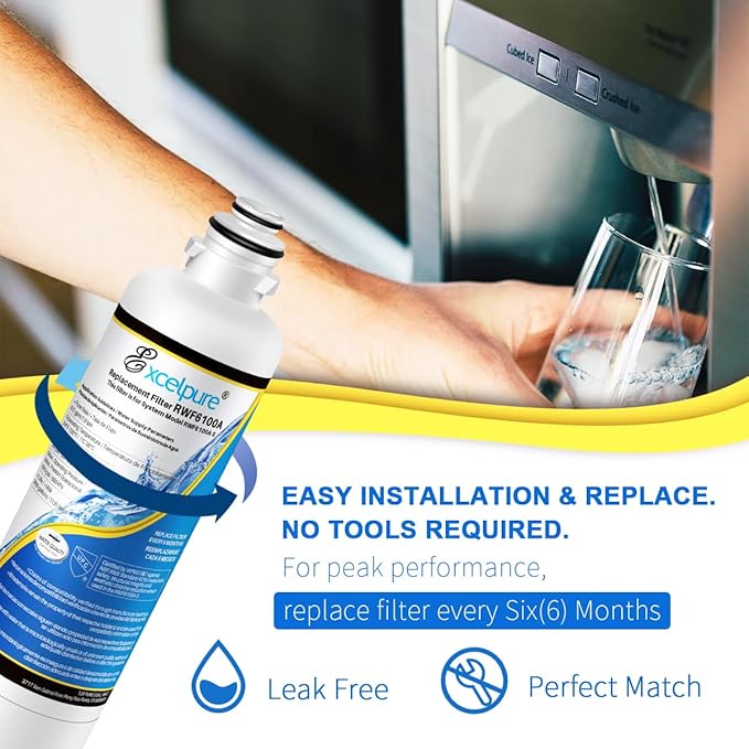 EXCELPURE RWF6100A Refrigerator Water Filter Replacement For Bosch Ultra Clarity Pro BORPLFTR50, BORPLFTR55, 12033030, 11025825, 11032531, B36CT80SNS, B36CL80ENS, WFC100MF, WFS200MF, 3PACK