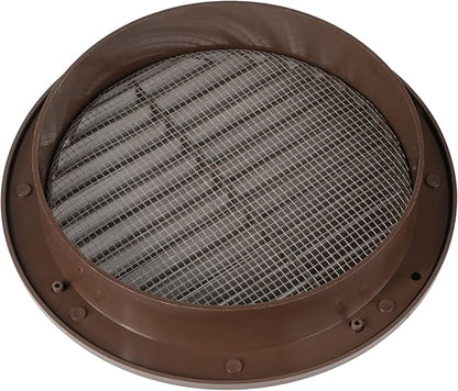 Brown 6" Inch Round Ventilation Grille with Screen mesh. (Duct 6Ø / Grille 7Ø) Ventilation Applications. Indoor and Outdoor Vent Cover - Air Vent Cover for Air Intake, Exhaust