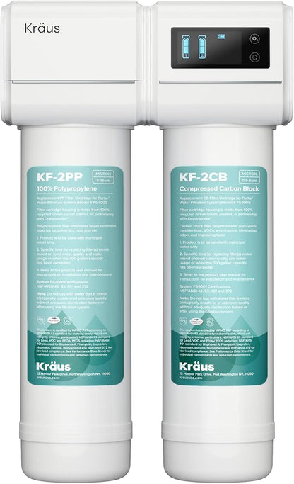 KRAUS Purita 2-Stage Under Sink Water Filtration System with Digital Display Monitor, FS-1001