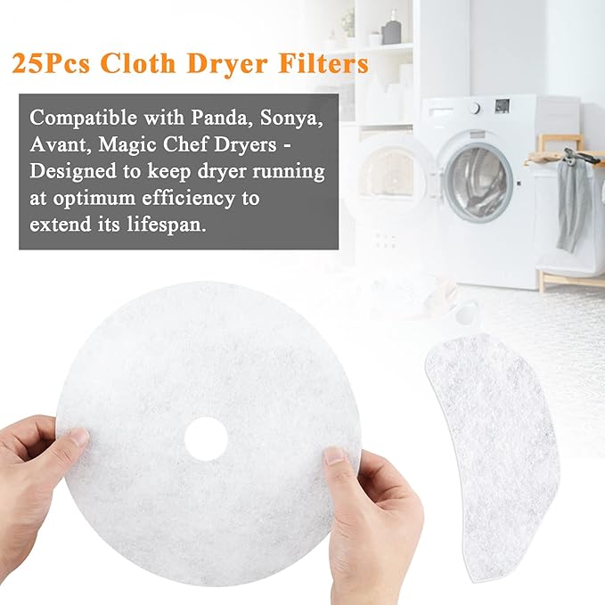 25PCS Cloth Dryer Exhaust Filter for Panda by Blutoget - Universal Dryer Lint Filter Cloth-Compatible for Panda Magic Chef Avant Sonya Dryer-20 Exhaust & 5 Air Intake Filter