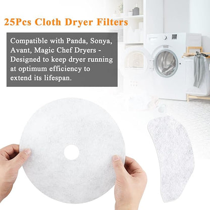 25PCS Cloth Dryer Exhaust Filter for Panda by Blutoget - Universal Dryer Lint Filter Cloth-Compatible for Panda Magic Chef Avant Sonya Dryer-20 Exhaust & 5 Air Intake Filter