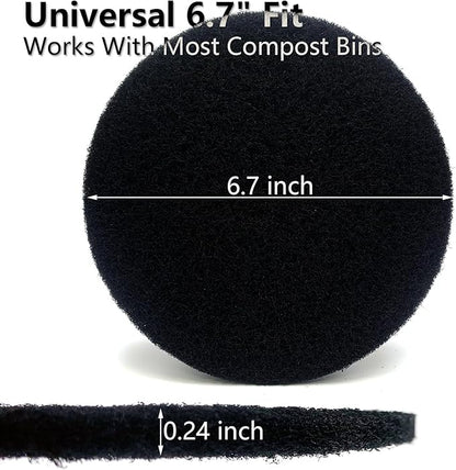 6 Pack Charcoal Filters for Compost Bucket – 6.7 Inch Round Activated Carbon Filters for Countertop Compost Bins – Odor Reducing Replacement Filter Discs for Kitchen Trash Can Lid