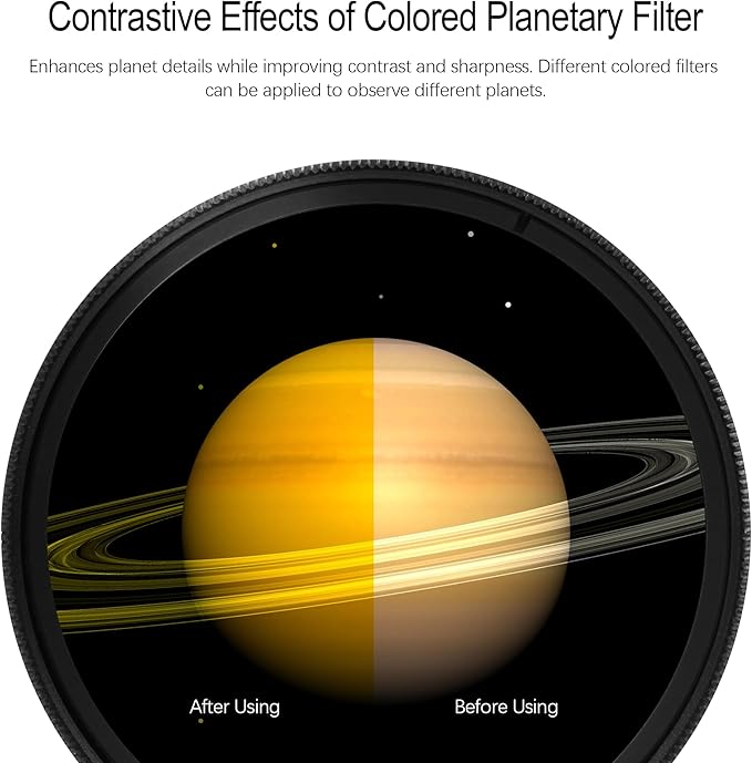 Astromania Telescope Filter, Planetary Filter with Metal Frame for Astronomical Telescope Eyepiece, 2 Inch Telescope #12 Yellow Color Filter for Enhancing Contrast in Lunar Planetary Observation