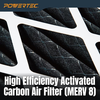 POWERTEC 5 Micron Activated Carbon Outer Air Filters for WEN 3410, POWERTEC AF4000/AF4001 & Shop Fox W1830 Air Filtration Systems for Workshop and Garage, Replacement for WEN AF9165C, 2PK (75094-P2)