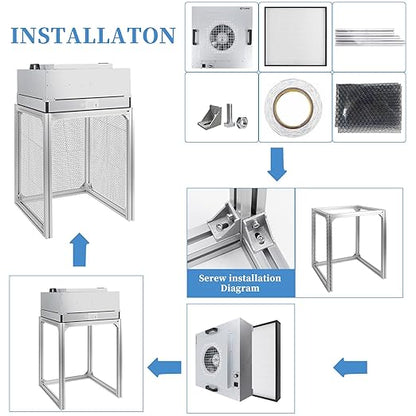 Vertical Laminar Flow-Hood Fan-Filter-Unit Yzzwer - FFU HEPA Filters for Class 100/ISO 5 Cleanliness in Clean Mycology and Mushroom Room 23.6" x 23.6" x 29" Working Area 110V