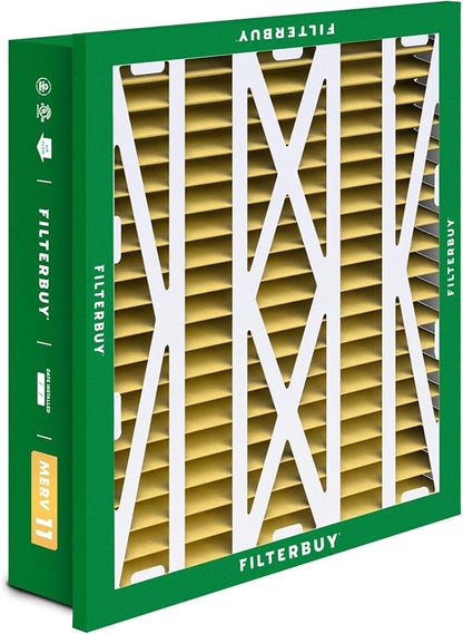 Filterbuy 24x24x5 Air Filter MERV 11 Superior Pet & Allergy Defense (2-Pack), Electrostatic Pleated HVAC AC Furnace Filters Replacement for Honeywell Return Grille (Actual Size: 22.38 x 22.38 x 4.38)