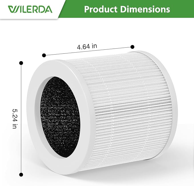 4 Pack A1 Replacement Filter Compatible with VEWIOR Air Purifier HQSC-50, HQKJ-80, AMEIFU AP01W, KOIOS HQKJ-50 Air Pur ifier, 3-in-1 HEPA Air Cleaner Filter