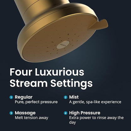 AquaTru Shower - High Pressure Shower Filter Removes Impurities from Hard Water to Support Healthy Skin, Scalp, Hair, Reduce Breakage, and Enhance Your Beauty and Self-Care Routine (Brushed Gold)