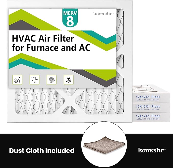 11.5x11.5x1 Air Filter MERV 8 (4-Pack), HVAC/Furnace AC Filter Replacement, Dust Defense–Comparable with MPR 600 & FPR 5 (Actual 11.5x11.5x0.75)