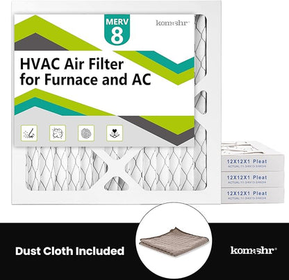 11.5x11.5x1 Air Filter MERV 8 (4-Pack), HVAC/Furnace AC Filter Replacement, Dust Defense–Comparable with MPR 600 & FPR 5 (Actual 11.5x11.5x0.75)