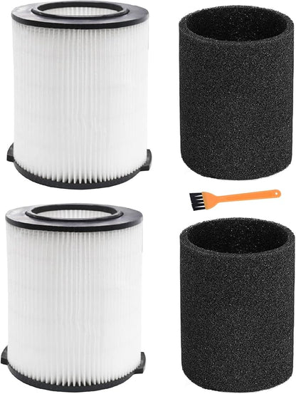 2 Pack Replacement VF4000 Filter for Ridgid Shop Vac Filter 5-20 Gallon, Standard H13 HEAP Wet/Dry Rigid Shop Vac Filters Compatible with Husky 6-9 Gallon Vacuums, With 2 Foam Sleeves and 1 Brush