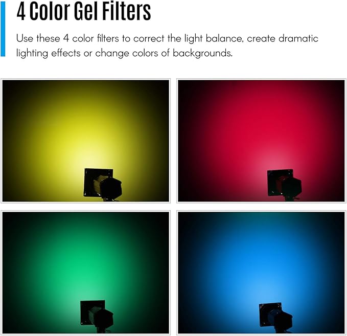 GODOX Barn Door with Honeycomb Grid 4 Color Gel Filters for 7 Inch Standard Reflector Replacement for GODOX SL60W SL150II SK400II Studio Light Portrait Still Life Photography