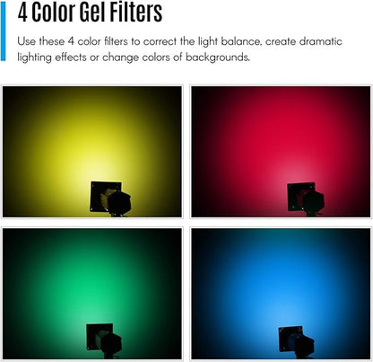 GODOX Barn Door with Honeycomb Grid 4 Color Gel Filters for 7 Inch Standard Reflector Replacement for GODOX SL60W SL150II SK400II Studio Light Portrait Still Life Photography