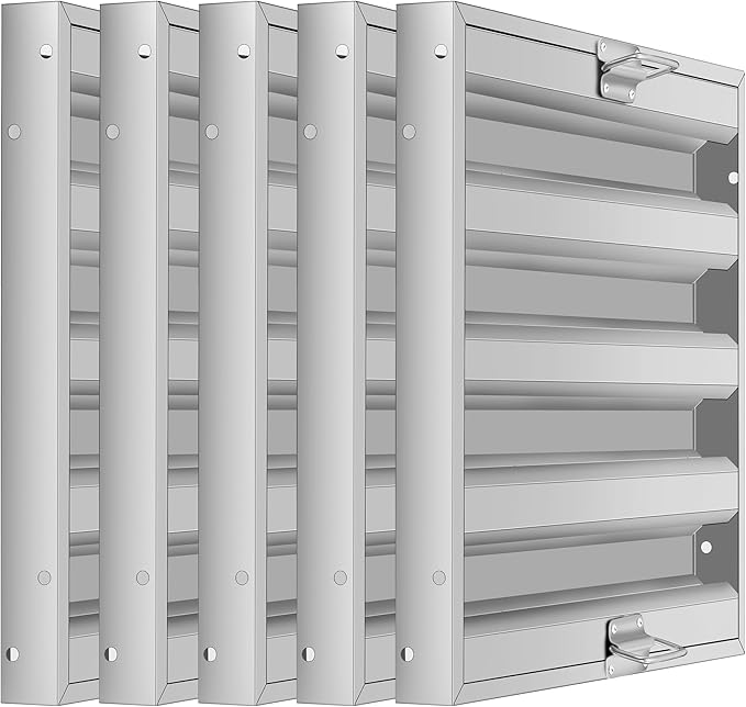 Hood Filters 19.5W x 24.5H Inch, 430 Stainless Steel, Commercial Kitchen Range Hood Baffle Grease Filter, 4 Groove, for Restaurant Exhaust Hood Systems, Easy to Clean (5 Pack)