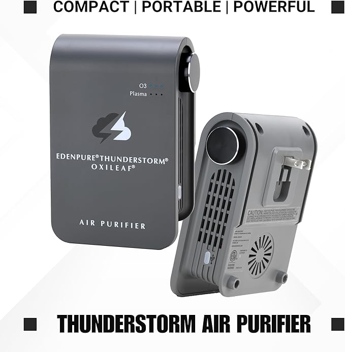 EdenPURE Thunderstorm III Air Purifier – Small Plug-In Ozone Generator & Ionizer – Eliminates Odors, Pet Smells, Smoke, Mold – Filter-Free Portable Cleaner for Home, Travel, Car, Office Use