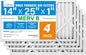 LotFancy 14x25x1 Air Filter MERV 8 4-Pack, Electrostatic Pleated Furnace & AC Filter, Captures Dust, Pet Hair, Pollen, Actual Size: 13.75"x24.75"x0.75"