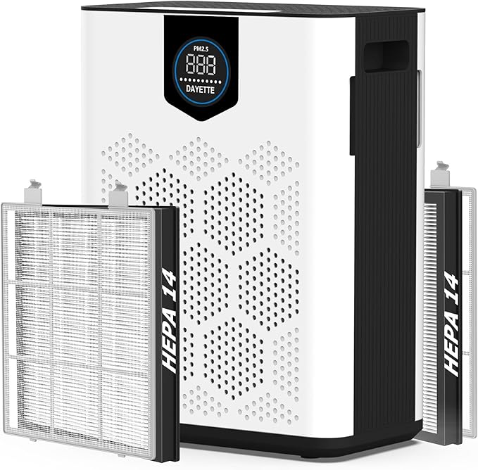 Air Purifiers for Home up to 3000 Sq Ft with Washable Filters, 2x H14 True HEPA Filter, 2xSpeed Fan with Turbo Mode, CADR 500m³/h Remove Pet Hair Odor, 22dB Sleep Mode for Bedroom, Large Room,Office