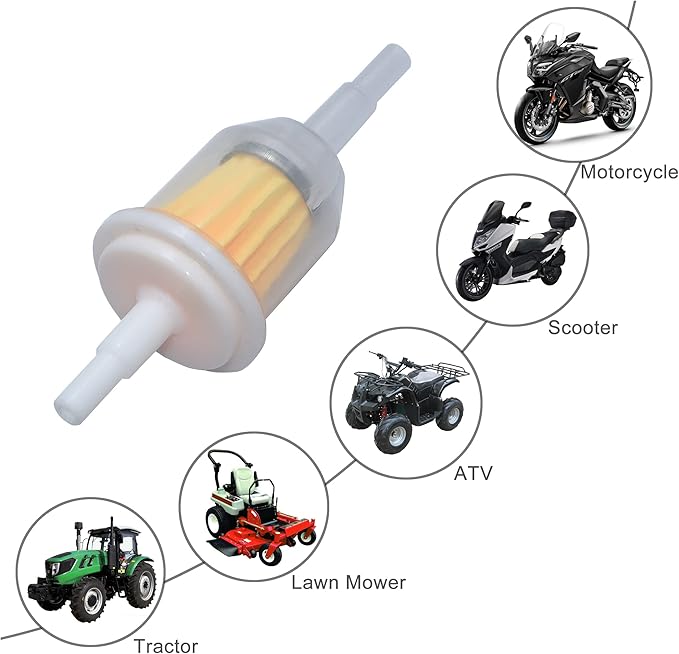 Universal Gas Inline Fuel Filters with Magnet for Motorcycle ATV Quad Go Karts Accessories 1/4 Inch x 5/16 Inch (Pack of 10)
