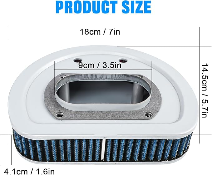 Motorcycle Air Filter 29462-99 1011-4208 High Flow Intake Cleaner Accessories for Harley 1999-2001 Electra Glide, Road King and Road Glide Models (Blue)