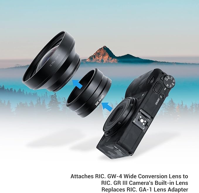 JJC AR-GR3 Lens Filter Adapter Replaces Ricoh GA-1 for Ricoh GR III GR III HDF GR3 GR3 HDF Digital Camera with GW-4 Wide Conversion Lens or 49mm Filter