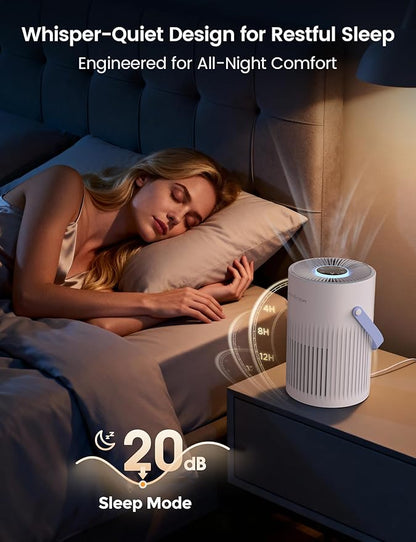Jafända Air Purifers for Home, Hepa Air Purifier for Bedroom, Air Cleaner for Pet Dander, Quiet Sleep Mode, Portable Air Purifier for Office, Odor, Dust, Smoke