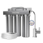 Waterdrop TST-UF-B 0.01 Micron Ultra-Filtration Under Sink Water Filter, 3-Stage Stainless Steel Under Sink Water Filtration System with Dedicated Faucet, 3 Filter Included (Drilling Required)