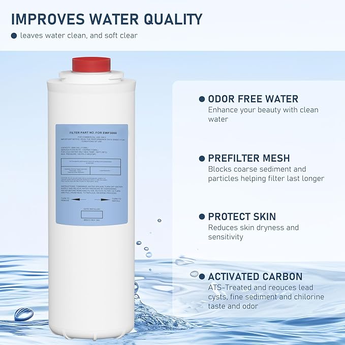 51300C Water Replacement Filter Compatible with Elkay 51300C EWF3000, and Ezh20 Bottle Filling Station, 3000 Gallon Water Filter Replacement for ERF750, 51299C, 55898C (No Chip) 4 Pack