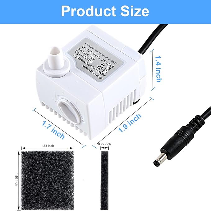 200623 Aero-Garden Pump with 20 Filters, Ultra Quiet Pump Fit for Harvest Elite, Bounty, Farm, Extra, Ultra Hydroponics System