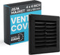 Repa Market 4 x 4 Inch (Outer) Black Square Air Vent Cover - Plastic Fresh Air Intake Vent - AC Cover with Nylon Mesh Screen, Wall, Ceiling HVAC Return Air Register, Modern Soffit Vents