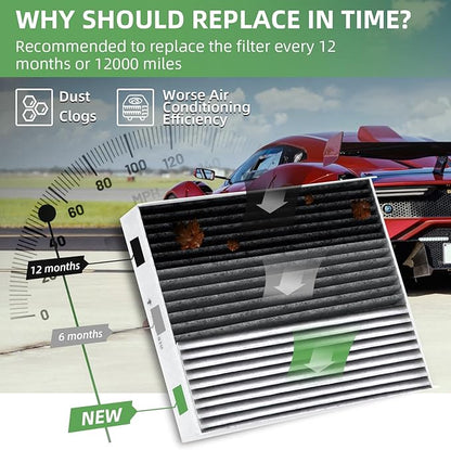 CF11966 Cabin Air Filter With Activated Carbon Compatible with Sierra 1500 2019-2023, Silverado 1500 2019-2023, Yukon 2021-2023, Equinox 2018-2023, Blazer 2019-2023 CP966, 6091C