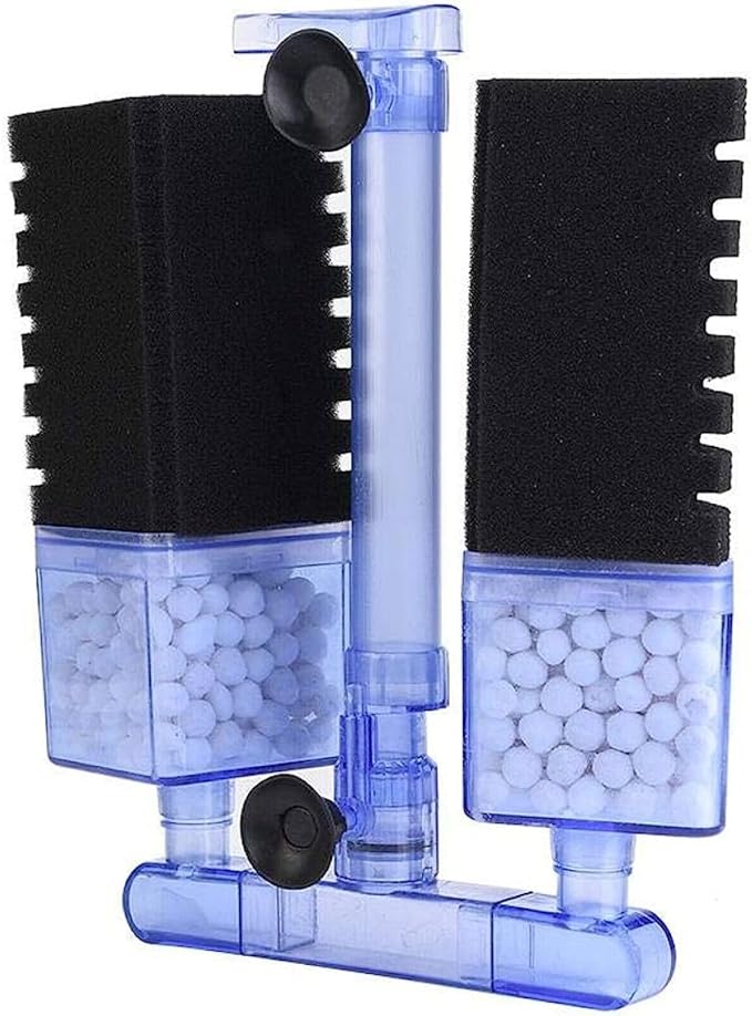 Multi Layer Filter Media Biochemical Dual Sponges Filters with Extendable Telescopic Air Flow Outlet Air Pump Driven for Betta Fry Aquarium Fish Tank Up to 50 Gallon (2 PCS, Black Sponge)