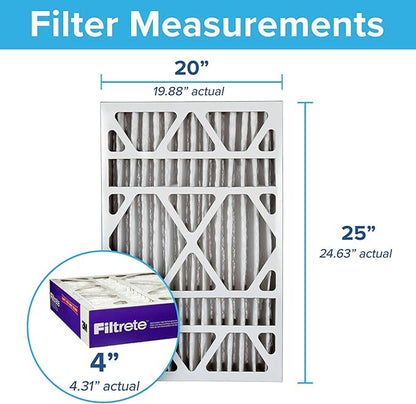 Filtrete 20x25x4 AC Furnace Air Filter, MPR 1550, MERV 12, Fits Honeywell & AprilAire Space-Gard, CERTIFIED Asthma & Allergy Friendly, Electrostatic Filter, 2-Pack (Actual Size 19.88x24.63x4.31 in)