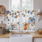 Navy Blue Pumpkin Fall Kitchen Curtains 45 Inch Long 2 Panel Set, Rod Pocket Window Treatment, Thanksgiving Maple Leaves Branches Light Filtering Panels Short Drapes for Bathroom Camper 42"W x 45"L