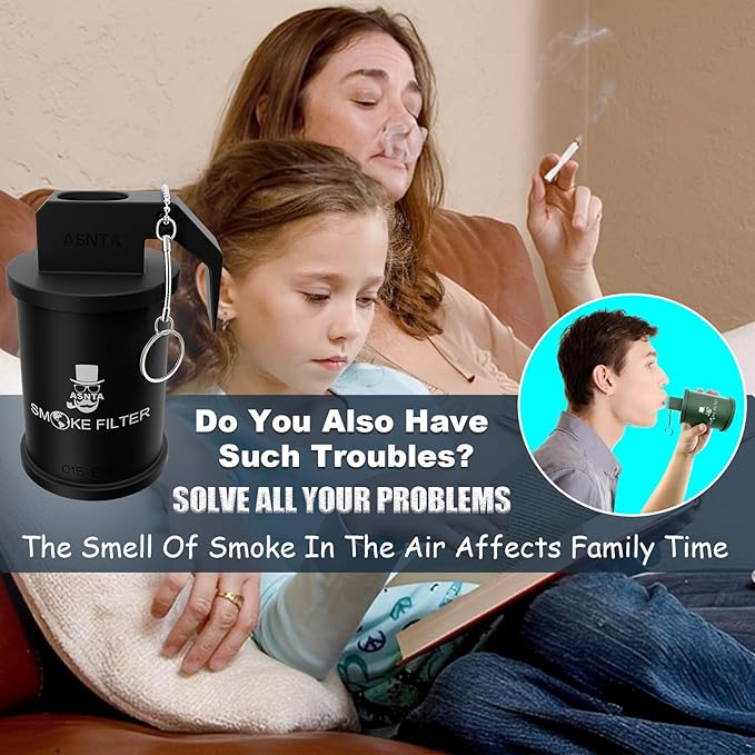 Personal Smoke Air Filter - Replaceable Filter,Suitable for Capturing Smoke and Removing Odors in Cars, Offices and Bedrooms, Durable for 500 Times of Use, Easy Breathing(Black)