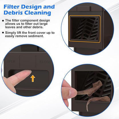WADEO Rainwater Collection System, Downspout Diverter Fits for 2"x 3" or 3"x 4" Residential Downspouts, Rain Barrel Diverter Kit with Adjustable Valve and Filter, 5FT Hose, Brown