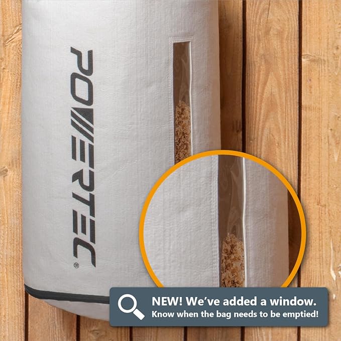 POWERTEC 70334 Dust Filter Bag for Wall Mount Dust Collectors, 1 Micron, For Grizzly, Shop Fox, Rockler Delta, Wen, and POWERTEC DC5371/ 5372