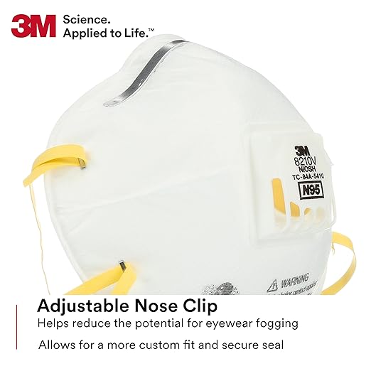 3M Particulate Respirator 8210V with Cool Flow Valve, Pack of 80, NIOSH APPROVED, Disposable, Smoke, Grinding, Sanding, Sawing, Sweeping, Woodworking, Dust