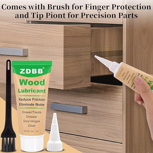 Wood Drawer Wax Lubricant Paste Door Lubricant Wear-Resistant Eliminate Sticking Noise Loosen Drawer Slide Grease for Wood Furniture, Window Track, Sliding Glass Doors, Hinges, 1 oz 1-Pack