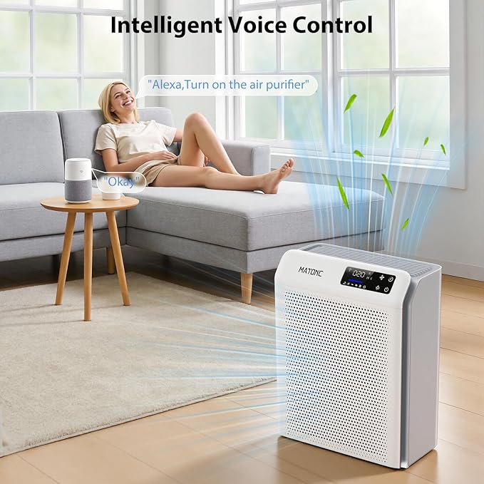Air Purifier for Home Large Room Up to 3500 Ft², Smart WiFi App Control Air Cleaner with Air Quality PM2.5 Display, Ultra-Quiet Sleep Mode, Auto Mode, HEPA Air Purifier for Pets Hair Dust Odor Pollen