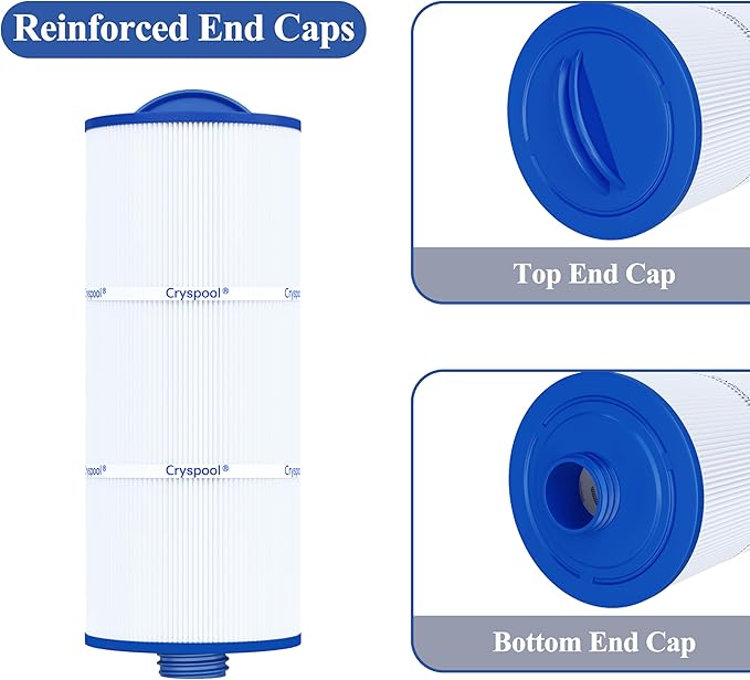 Cryspool® 06046 Filter Compatible with J-300, J400, 6CH-960, FC-2800, PJW60TL-F2S, 14081, 6540-383, Premium, Closed Handle(Not Removable Tops), 60 Sq. Ft Spa Filter Cartridge, 2 Pack