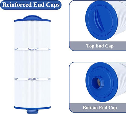 Cryspool® 06046 Filter Compatible with J-300, J400, 6CH-960, FC-2800, PJW60TL-F2S, 14081, 6540-383, Premium, Closed Handle(Not Removable Tops), 60 Sq. Ft Spa Filter Cartridge, 2 Pack