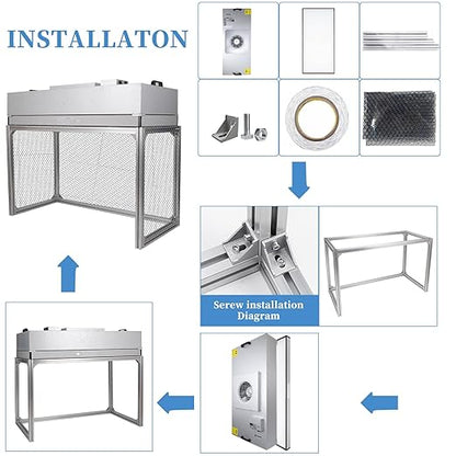 Vertical Laminar Flow-Hood Fan-Filter-Unit Yzzwer - FFU HEPA Filters for Class 100/ISO 5 Cleanliness in Clean Mycology and Mushroom Room 47.2" x 23.6" x 29" Working Area 110V
