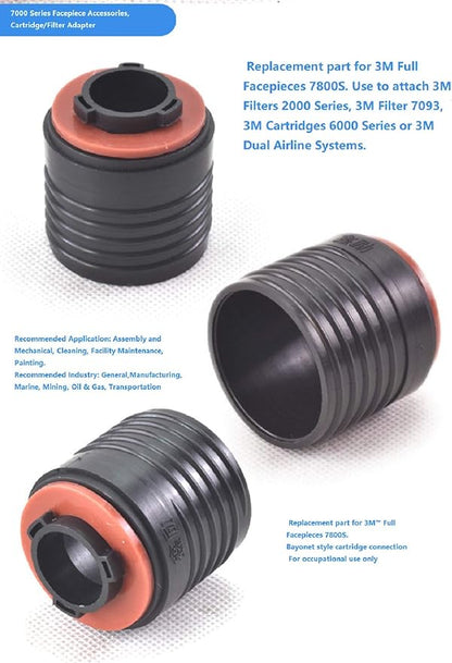 Filter Adapter, Replacement Part for 701, 7000 Series Facepiece Accessories, 40mm Black Plastic Cartridge/Filter Adapter (1 Pair, 2 PCS)