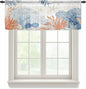 Ocean Corals Sheer Valance Curtains, Summer Beach Coral Sea Stars Light Filtering Kitchen Valances Rod Pocket Voile Curtain Window Treatment for Bedroom/Living Room/Basement 54Wx18L