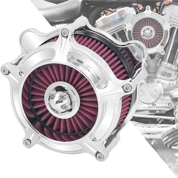 HDBUBALUS Motorcycle CNC Spike Air Cleaner Air Filter Intake System Filter (C-For Touring Trike 08-16, Softail 16-17,Dyna 17)