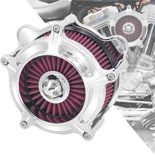 HDBUBALUS Motorcycle CNC Spike Air Cleaner Air Filter Intake System Filter (C-For Touring Trike 08-16, Softail 16-17,Dyna 17)